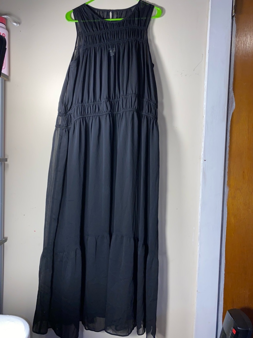 A New Day Black Sheer Chiffon Maxi Dress Sleeveless Boho High neck - Picture 2 of 6